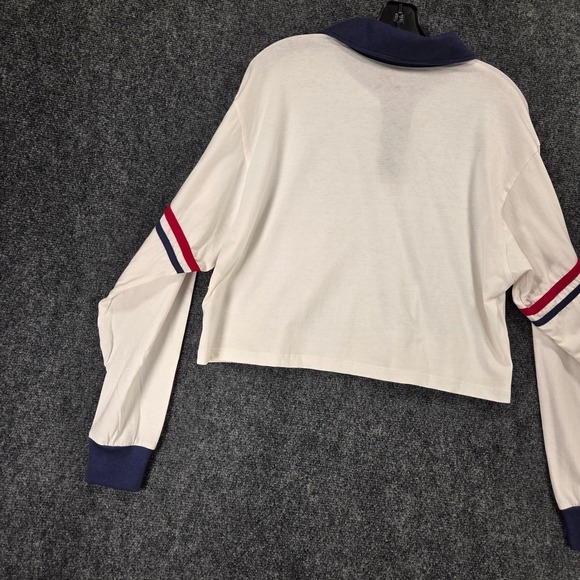 Stranger Things Hellfire Club Cropped Polo Shirt Womens L w/ Patches‎ Netflix - Picture 7 of 8